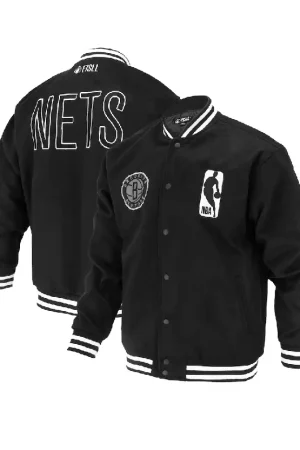 Unisex Nets FISLL Black Shadow Varsity Snap Jacket