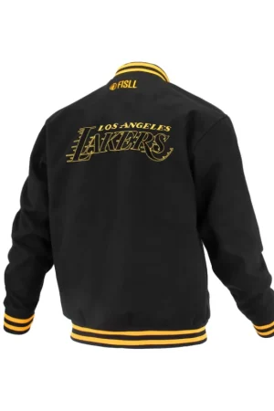 Unisex Los Angeles Lakers FISLL Black Logoman Shadow Collection Full-Snap Varsity Jacket