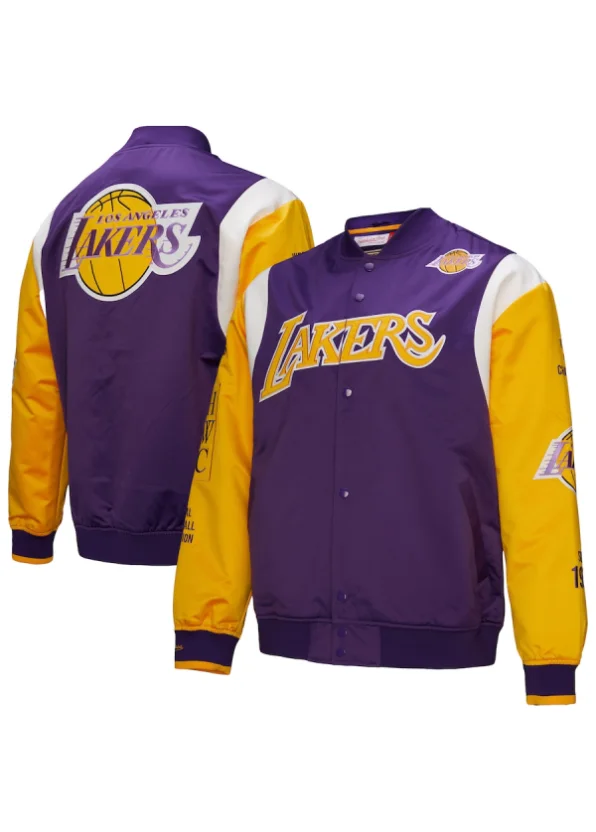 Unisex Los Angeles Lakers Mitchell & Ness Purple Vintage Team Origins Satin Full-Snap Jacket 1 Unisex Los Angeles Lakers Mitchell & Ness Purple Vintage Team Origins Satin Full-Snap Jacket