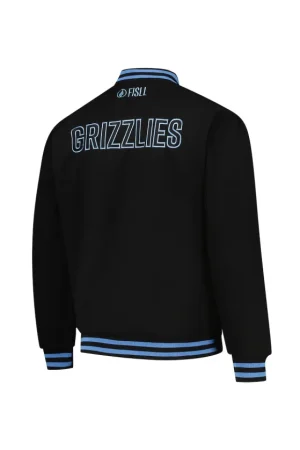 Unisex Memphis Grizzlies FISLL Black Logoman Shadow Collection Full-Snap Varsity Jacket