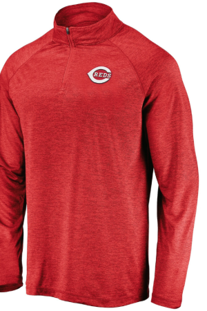 Men's Red Cincinnati Reds Iconic Striated Primary Logo Raglan Quarter-Zip Pullover Jacket