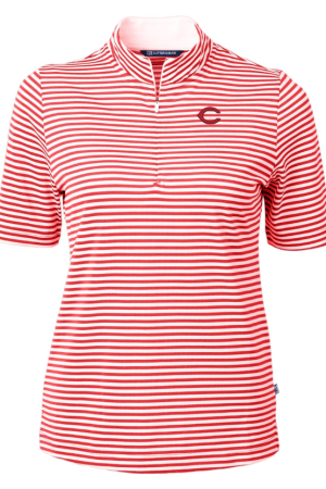 Women's Cutter & Buck Red Cincinnati Reds Virtue Eco Pique Stripe Top