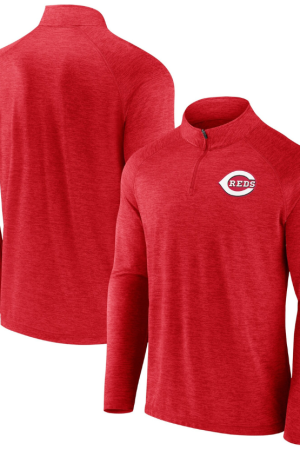 Men's Profile Red Cincinnati Reds Big & Tall Raglan Quarter-Zip Top