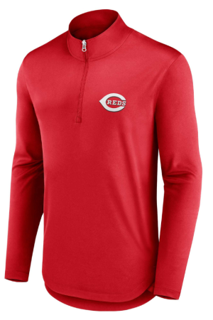 Men's Fanatics Red Cincinnati Reds Quarterback Quarter-Zip Top