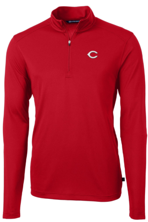 Men's Cutter & Buck Red Cincinnati Reds Virtue Eco Pique Recycled Quarter-Zip Pullover Top
