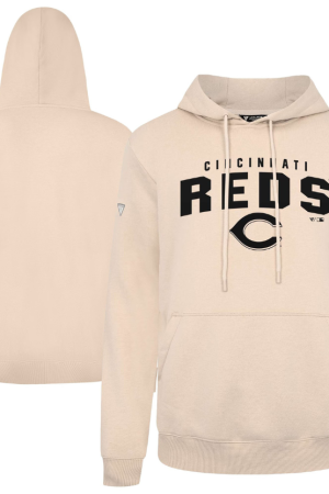Men's Levelwear Khaki Cincinnati Reds Podium Team Arch Pullover Hoodie