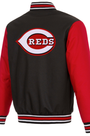 Men's JH Design Black/Red Cincinnati Reds Poly Twill Jacket