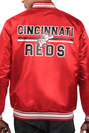 Men's Starter Red Cincinnati Reds Printed Team Logo Satin Varsity Full-Snap Jacket