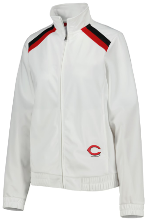 Women's G-III 4Her by Carl Banks White Cincinnati Reds Red Flag Full-Zip Track Jacket