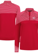 Women's Levelwear Red Cincinnati Reds Classic Stripes Insignia 2.0 Raglan Quarter-Zip Top