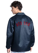 Men's Starter Navy Boston Red Sox Cooperstown Collection Point Man Full-Snap Coaches Jacket