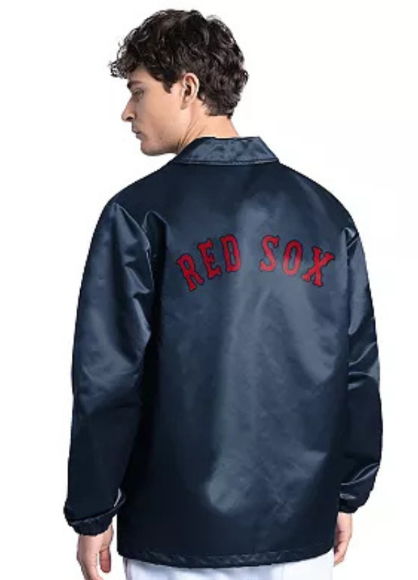 Men's Starter Navy Boston Red Sox Cooperstown Collection Point Man Full-Snap Coaches Jacket 1 Men's Starter Navy Boston Red Sox Cooperstown Collection Point Man Full-Snap Coaches Jacket
