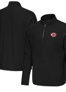 Men's Antigua Black Cincinnati Reds Step Up Quarter-Zip Pullover