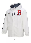 Men's Mitchell & Ness White Boston Red Sox Vintage Full-Snap Hooded Coaches Jacket