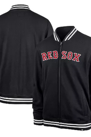 Men's '47 Black Boston Red Sox Wax Pack Pro Camden Full-Zip Track Jacket