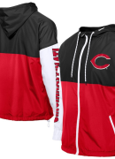 Men's New Era Red/Black Cincinnati Reds Color Block Full-Zip Hoodie Windbreaker