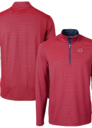 Men's Cutter & Buck Red Cincinnati Reds Americana Logo Virtue Eco Pique Stripe Recycled Quarter-Zip Pullover Top