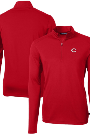 Men's Cutter & Buck Red Cincinnati Reds Virtue Eco Pique Recycled Quarter-Zip Pullover Top