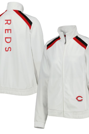 Women's G-III 4Her by Carl Banks White Cincinnati Reds Red Flag Full-Zip Track Jacket