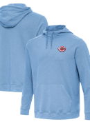 Men's Antigua Heather Powder Blue Cincinnati Reds Cloud Pullover Hoodie