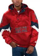 Men's Starter Black Boston Red Sox Force Play II Half-Zip Hooded Jacket