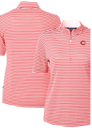 Women's Cutter & Buck Red Cincinnati Reds Virtue Eco Pique Stripe Top