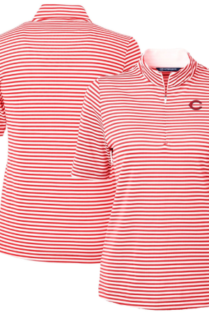 Women's Cutter & Buck Red Cincinnati Reds Virtue Eco Pique Stripe Top