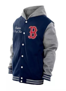 Men's New Era Navy Boston Red Sox Throwback Prep Full-Snap Hoodie Jacket