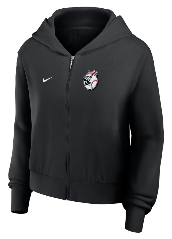 Women's Nike Black Cincinnati Reds Cropped Chill Full-Zip Hoodie 4 Women's Nike Black Cincinnati Reds Cropped Chill Full-Zip Hoodie - Image 4