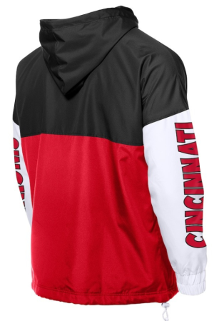 Men's New Era Red/Black Cincinnati Reds Color Block Full-Zip Hoodie Windbreaker