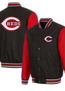 Men's JH Design Black/Red Cincinnati Reds Poly Twill Jacket