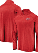 Men's Red Cincinnati Reds Iconic Striated Primary Logo Raglan Quarter-Zip Pullover Jacket