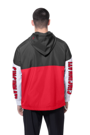 Men's New Era Red/Black Cincinnati Reds Color Block Full-Zip Hoodie Windbreaker