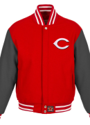 Men's JH Design Red/Gray Cincinnati Reds Big & Tall All-Wool Jacket with Embroidered Front Logo