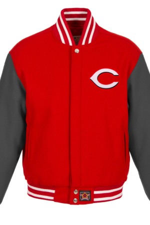 Men's JH Design Red/Gray Cincinnati Reds Big & Tall All-Wool Jacket with Embroidered Front Logo