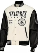Men's PLEASURES White Boston Red Sox Full-Snap Varsity Jacket
