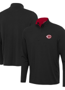 Men's Antigua Black Cincinnati Reds Content Quarter-Zip Top