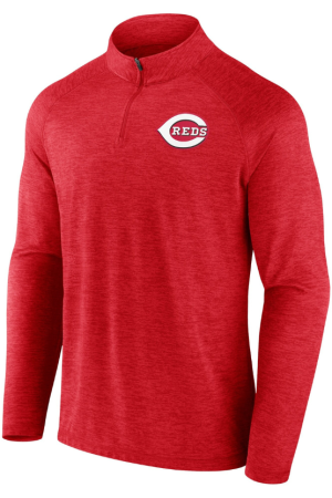 Men's Profile Red Cincinnati Reds Big & Tall Raglan Quarter-Zip Top