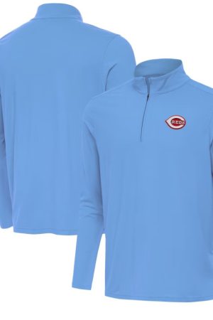 Men's Antigua Powder Blue Cincinnati Reds Intent Quarter-Zip Top