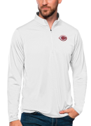 Men's Antigua White Cincinnati Reds Tribute Quarter-Zip Pullover Top