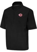Men's Antigua Black Cincinnati Reds Brisk Quarter-Zip Wind Shirt
