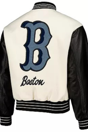 Men's PLEASURES White Boston Red Sox Full-Snap Varsity Jacket