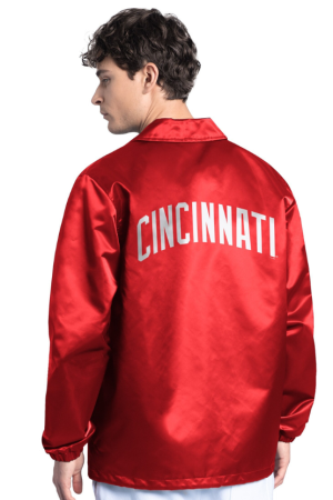 Men's Starter Red Cincinnati Reds Cooperstown Collection Point Man Full-Snap Coaches Jacket