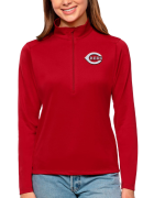 Women's Antigua Red Cincinnati Reds Tribute Quarter-Zip Pullover Top