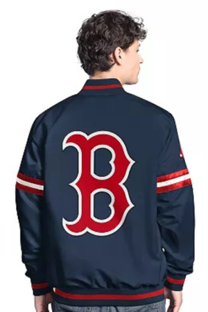 Men's Starter Navy Boston Red Sox Scout Full-Snap Varsity Jacket