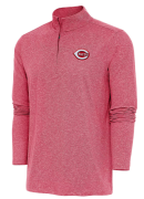 Men's Antigua Heather Red Cincinnati Reds Hunk Quarter-Zip Pullover Top