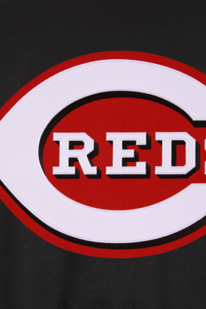 Men's JH Design Black/Red Cincinnati Reds Poly Twill Jacket