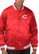 Men's Starter Red Cincinnati Reds Printed Team Logo Satin Varsity Full-Snap Jacket