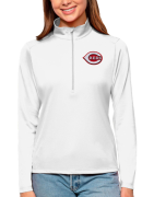 Women's Antigua White Cincinnati Reds Tribute Quarter-Zip Pullover Top