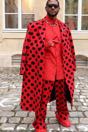 Usher Red Polka Dot Oversized Coat